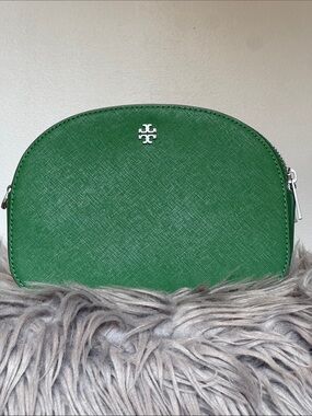 Tory Burch Green Leather Mini Crossbody Bag | Double T Logo